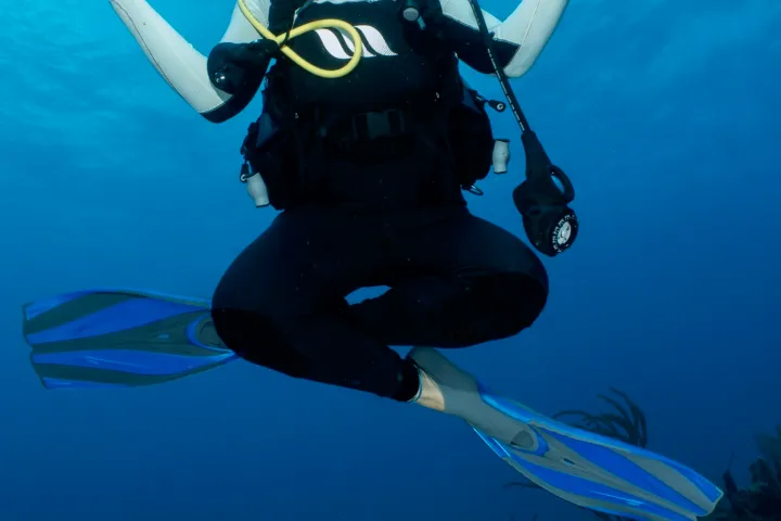 a man swimming in the water