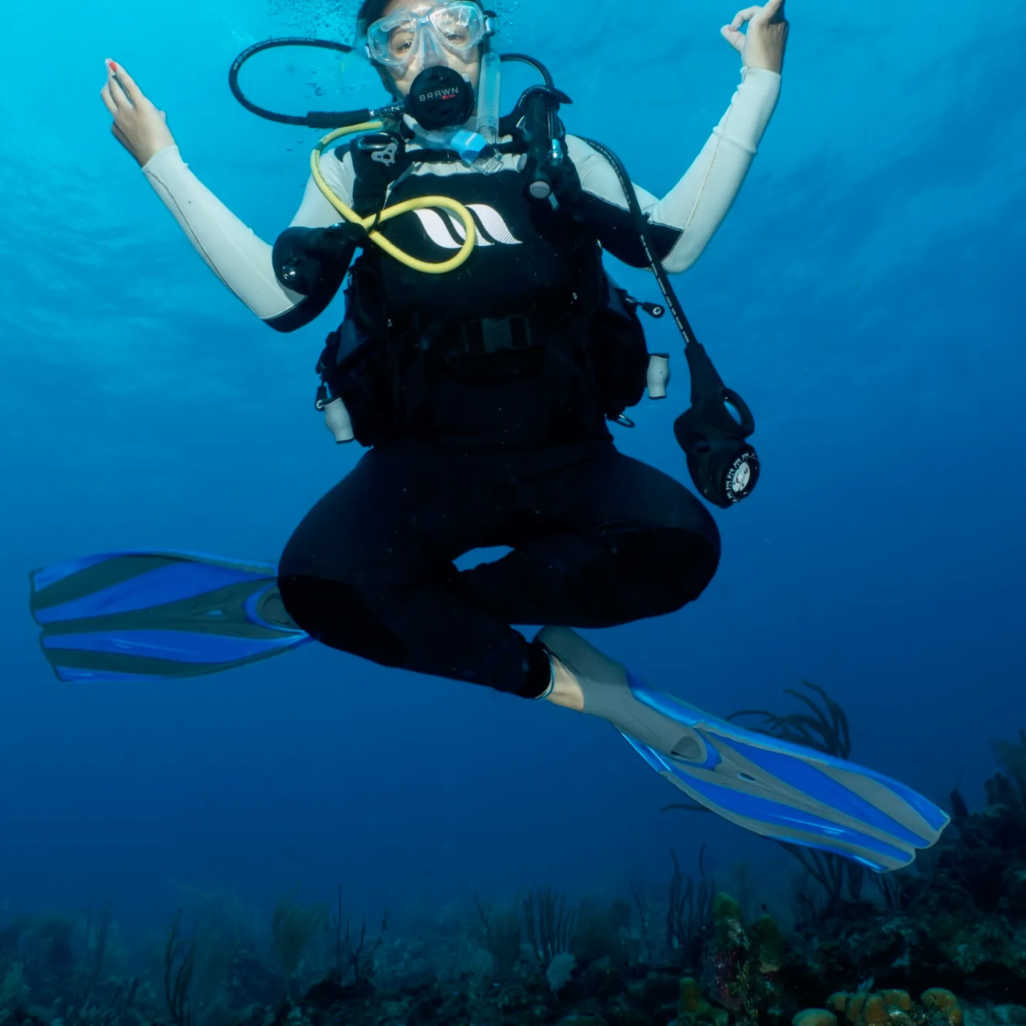 a man swimming in the water