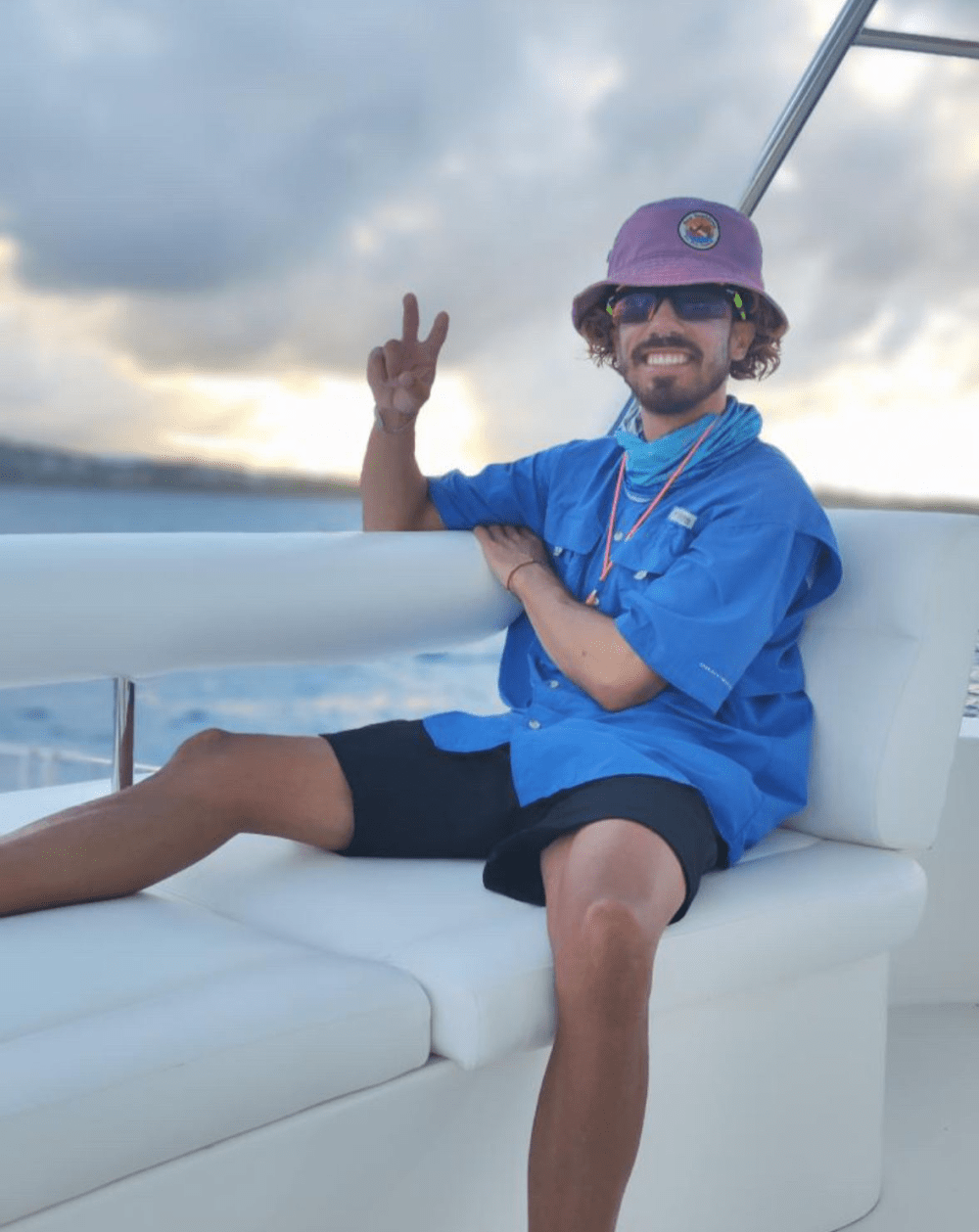 a man wearing a blue shirt