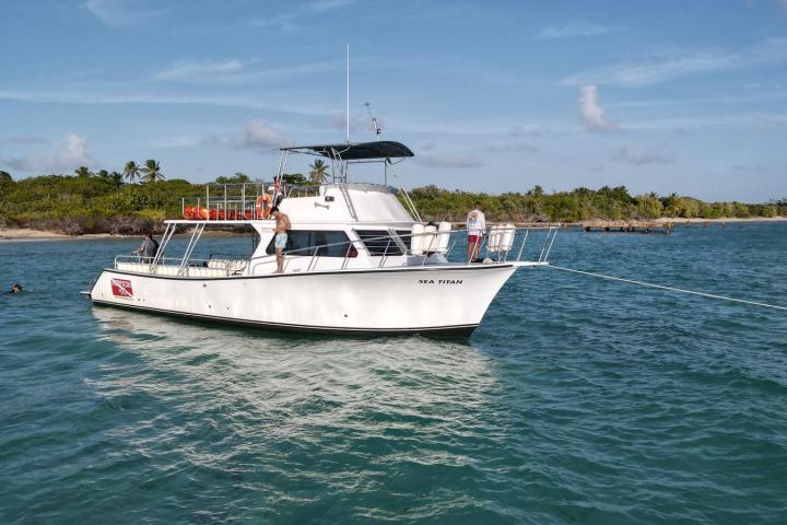 a small boat in a large body of water