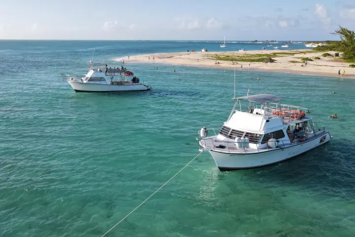 a small boat in a large body of water